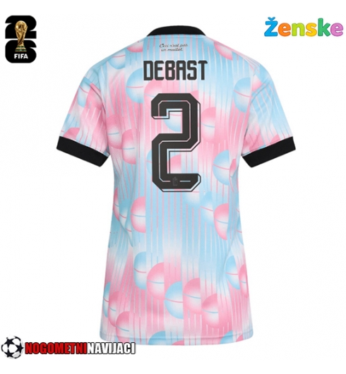 Ženske Nogometnih dresov Belgija Zeno Debast #2 Gostujoči SP 2026 Kratki rokavi Ženske Nogometnih dresov Belgija Zeno Debast #2 Gostujoči SP 2026 Kratki rokavi